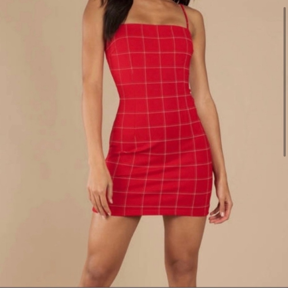 Tiger Mist red plaid mini dress